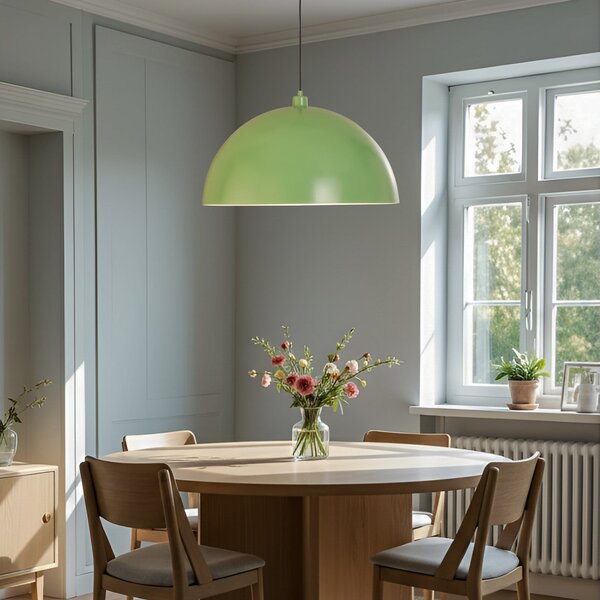 Opviq Lampă suspendată Kure, verde mentă, metal, Ø 60 cm, E27, reglabil, Verde, Bucătărie, Metal, Modern
