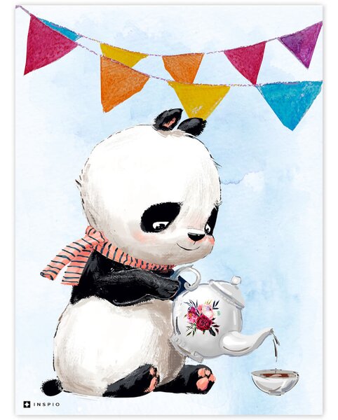 Imagine cu Panda cu steaguri colorate
