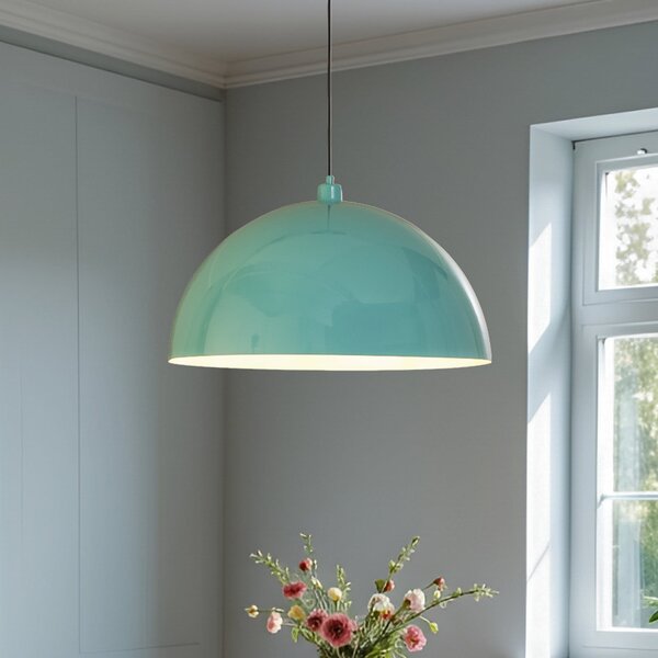 Opviq Lampă suspendată Kure, turcoaz, metal, Ø 60 cm, E27, reglabil, Albastru, Bucătărie, Metal, Modern