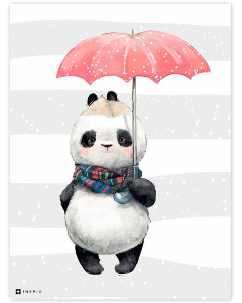Imagine cu Panda cu o umbrelă roșie