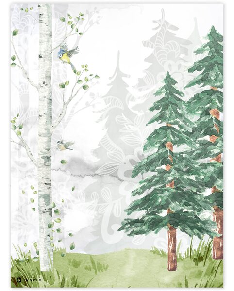 Copaci de mesteacăn - tablou de perete în camera pentru copii