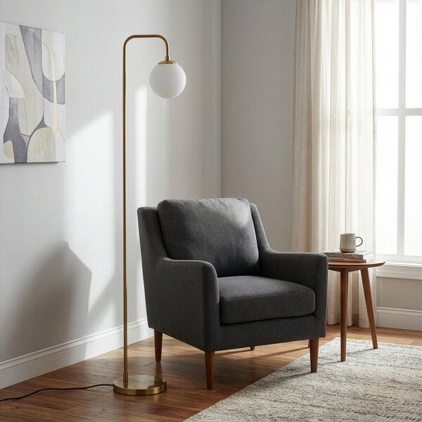 Opviq Lampadar Viran, auriu antic, sticlă, înălțime 146 cm, E14, Auriu / Alamă, Camera de zi / sufragerie, Sticlă