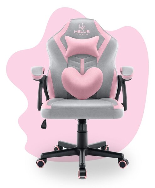 Scaun gaming copii HC - 1001 roz și gri