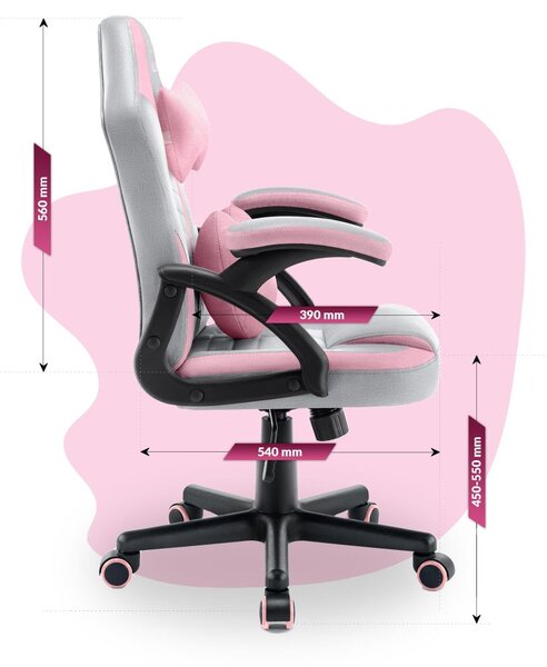 Scaun gaming copii HC - 1001 roz și gri