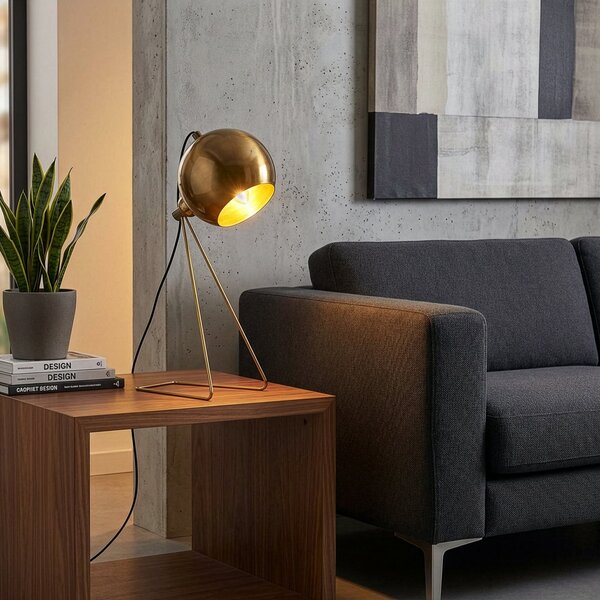 Opviq Lampa de masă Mixed, alamă, metal, înălțime 45 cm, E14, Auriu / Alamă, Camera de zi / sufragerie, Metal