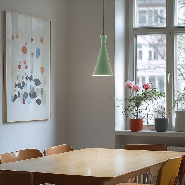 Opviq Lampa suspendată Tom, verde mentă, metal, Ø 19 cm, E27, reglabil, Verde, Camera de zi / sufragerie, Metal, Viața tânără