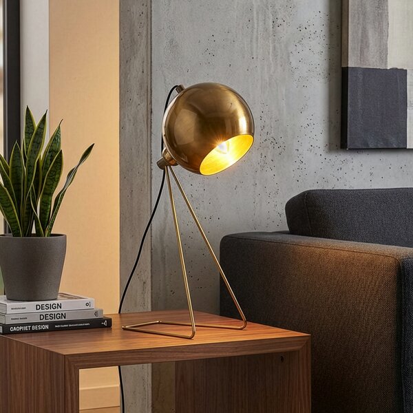 Opviq Lampa de masă Mixed, alamă, metal, înălțime 45 cm, E14, Auriu / Alamă, Camera de zi / sufragerie, Metal