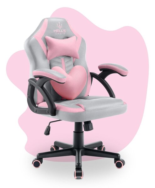 Scaun gaming copii HC - 1001 roz și gri
