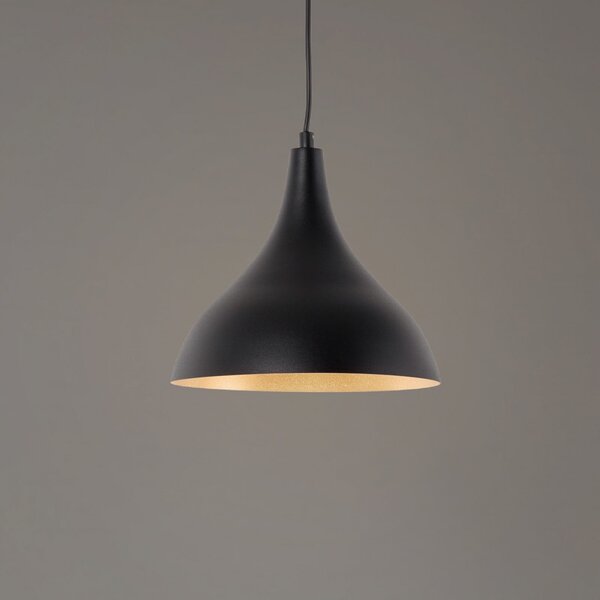 Opviq Lampă suspendată Berceste, negru/cupru, Ø 22 cm, fier, reglabil, Negru, Camera de zi / sufragerie, Metal