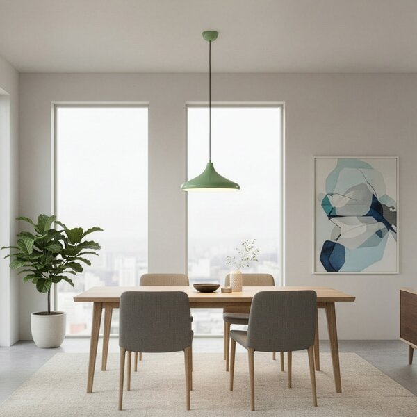 Opviq Lampă suspendată Eysan, verde mentă, metal, Ø 35 cm, E27, reglabil, Verde, Camera de zi / sufragerie, Metal, Scandinavă