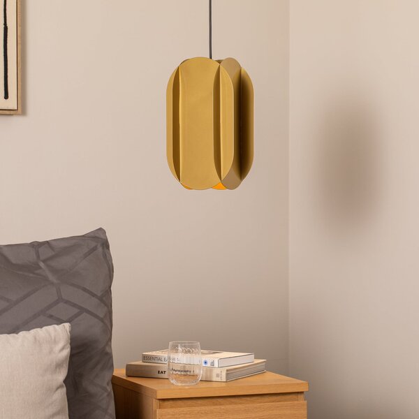 Opviq Lampă suspendată Corner, culoare auriu, înălțime 35 cm, metal, E27, reglabil, Auriu / Alamă, Camera de zi / sufragerie, Metal, Modern