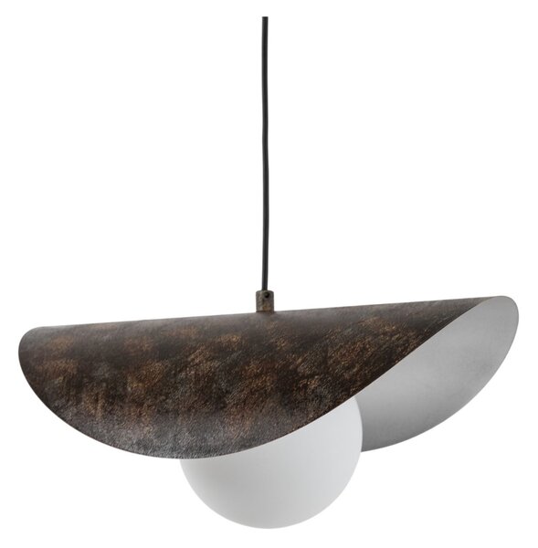 Opviq Lampă suspendată Vatoz, 1 bec, negru, Ø 40 cm, metal/sticlă, reglabil, Negru, Camera de zi / sufragerie, Metal