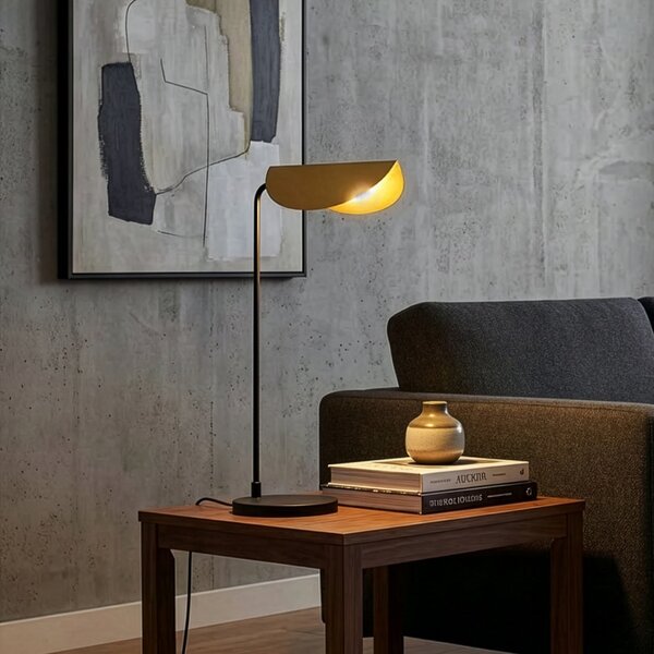 Opviq Lampa de masă Corner, negru/auriu, înălțime 57 cm, E14, Negru, Camera de zi / sufragerie, Metal, Modern