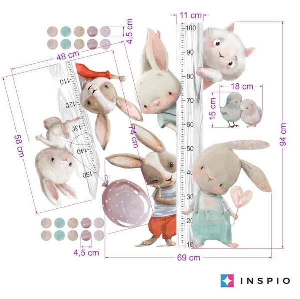 INSPIO-Autocolant textil - Metru INSPIO pentru perete - Animale