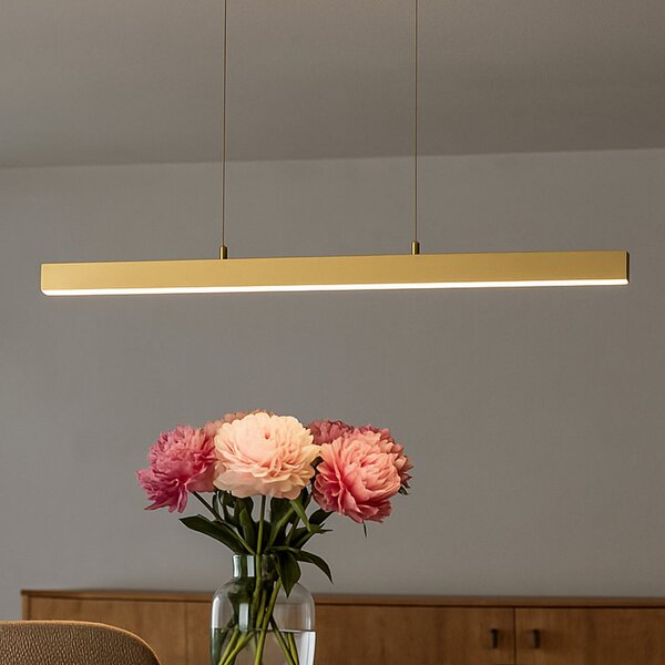 FISCHER & HONSEL Lampă suspendată LED Vayana, lungime 190 cm, culoare nisip, metal, CCT, reglabil, Bej, Camera de zi / sufragerie, Metal, Modern