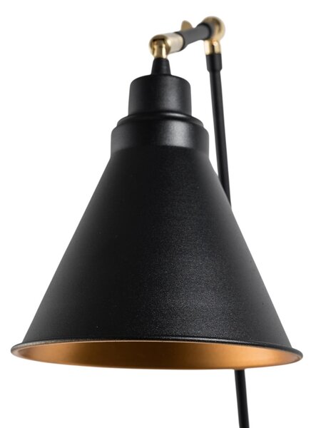 Opviq Aplică Berceste 7956, negru/auriu, înălțime 56 cm, reglabil, Negru, Camera de zi / sufragerie, Metal
