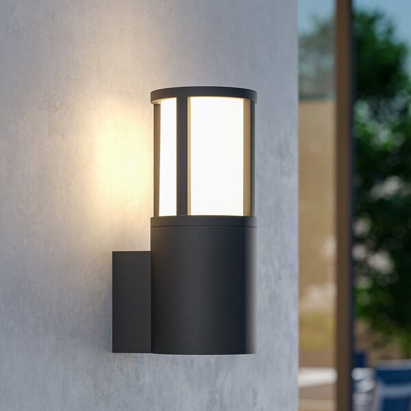 Deko-Light Aplică de exterior Facado II, gri/opal, Ø 11 cm, IP65, metal, reglabil, Gri, Aluminiu, Modern