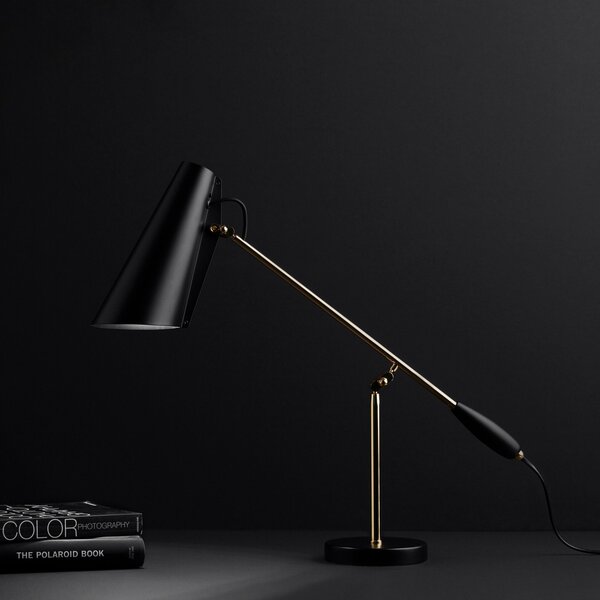 Northern Birdy - lampă de masă negru/alamă, Negru, Camera de zi / sufragerie, Metal, Design