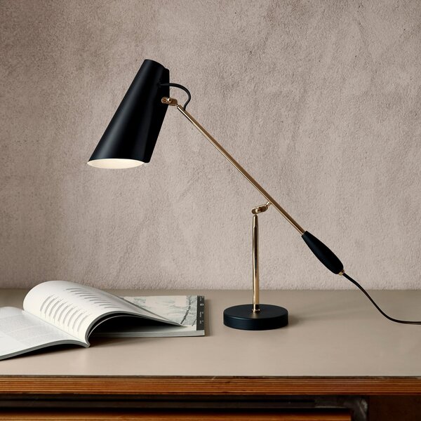 Northern Birdy - lampă de masă negru/alamă, Negru, Camera de zi / sufragerie, Metal, Design