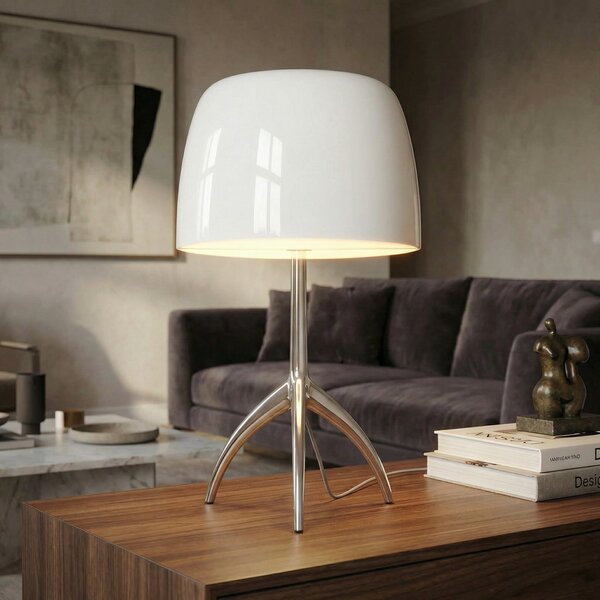 Foscarini Lumiere grande aluminiu/alb, dimabil, reglabil, Alb, Camera de zi / sufragerie, Sticlă, Design