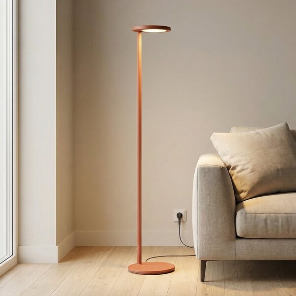 Flos Architectural FLOS Oblique Floor lampă podea LED 927 USB ruginiu, reglabil, Roșu, Camera de zi / sufragerie, Metal, Proiector suspendat