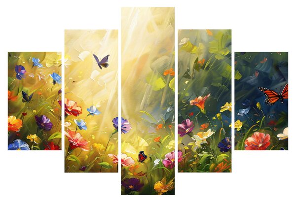 Tablou - Pajiște cu flori de primăvară, pictură (150x105 cm)