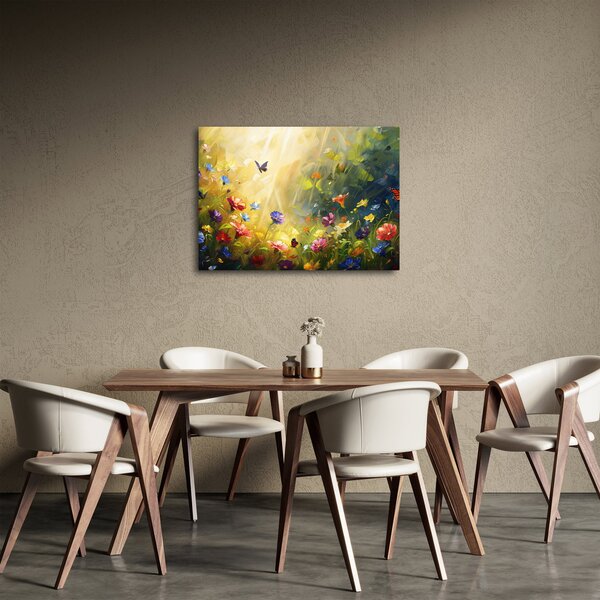 Tablou - Pajiște cu flori de primăvară, pictură (70x50 cm)