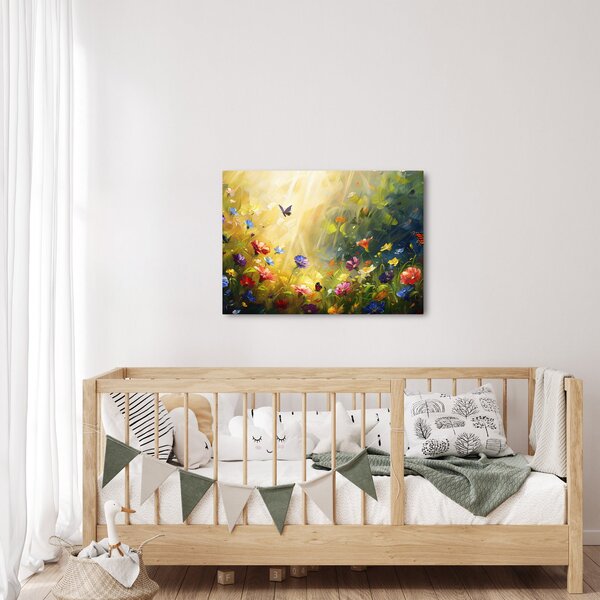 Tablou - Pajiște cu flori de primăvară, pictură (70x50 cm)