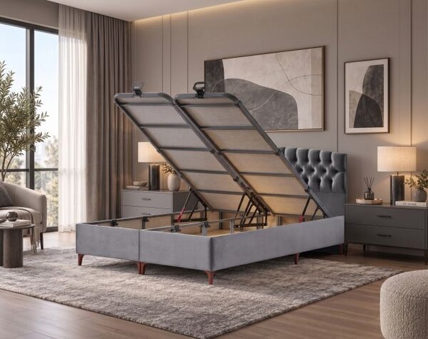 Set Pat tapițat cu saltea inclusă și ladă 160*200 cm, Lavinia