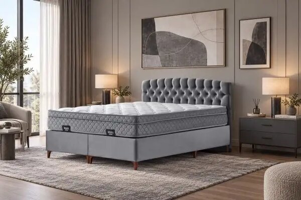 Set Pat tapițat cu saltea inclusă și ladă 160*200 cm, Lavinia