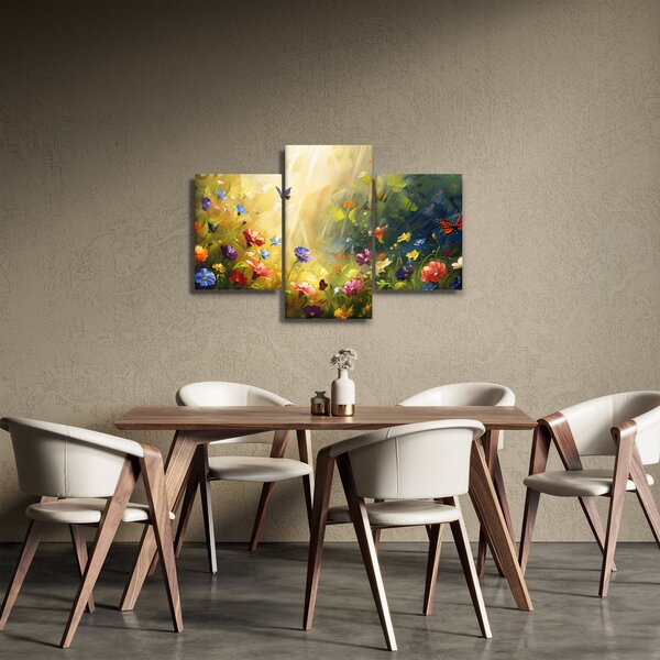 Tablou - Pajiște cu flori de primăvară, pictură (90x60 cm)