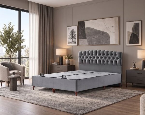 Set Pat tapițat cu saltea inclusă și ladă 160*200 cm, Lavinia