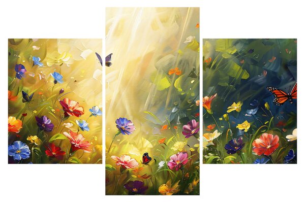 Tablou - Pajiște cu flori de primăvară, pictură (90x60 cm)