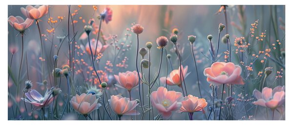 Tablou - Flori în culori pastelate (120x50 cm)