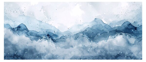 Tablou - Nori și valuri, acuarelă (120x50 cm)