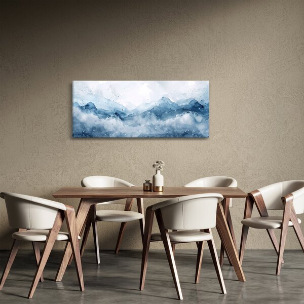 Tablou - Nori și valuri, acuarelă (120x50 cm)