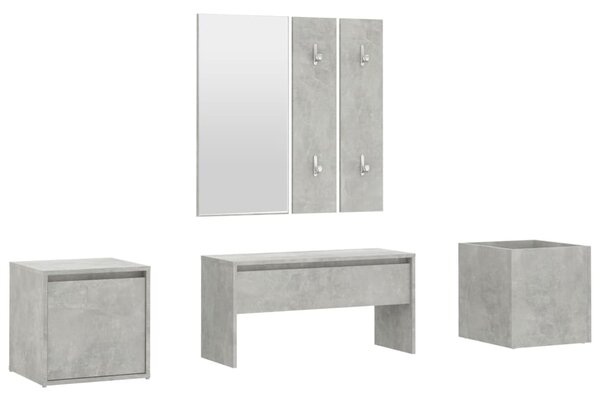Set de mobilier pentru hol, gri beton, lemn prelucrat