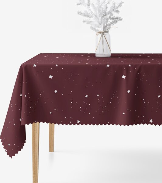 Goldea față de masă de crăciun impermeabilă - steluțe pe vișiniu 80 x 80 cm