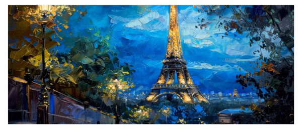 Tablou - Pictură în ulei a Turnului Eiffel (120x50 cm)