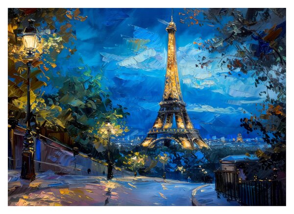 Tablou - Pictură în ulei a Turnului Eiffel (70x50 cm)