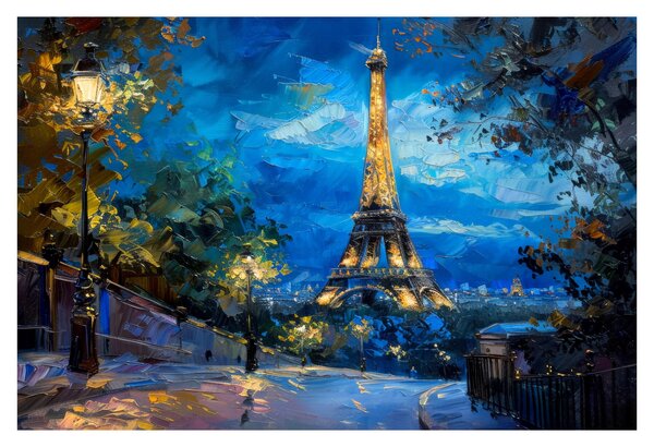 Tablou - Pictură în ulei a Turnului Eiffel (90x60 cm)