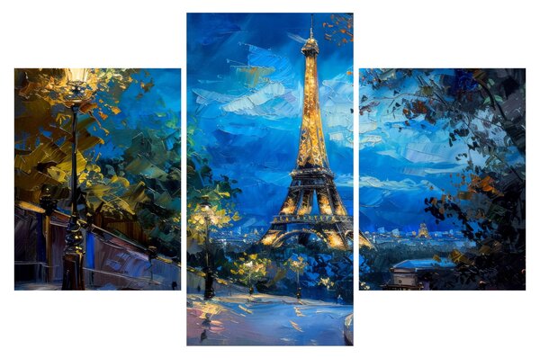 Tablou - Pictură în ulei a Turnului Eiffel (90x60 cm)