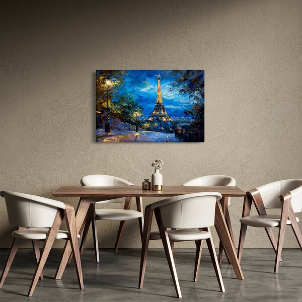 Tablou - Pictură în ulei a Turnului Eiffel (90x60 cm)