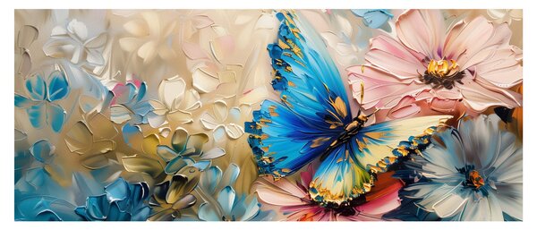 Tablou - Pictura de flori și fluturi (120x50 cm)
