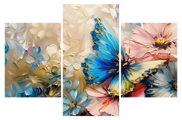 Tablou - Pictura de flori și fluturi (90x60 cm)
