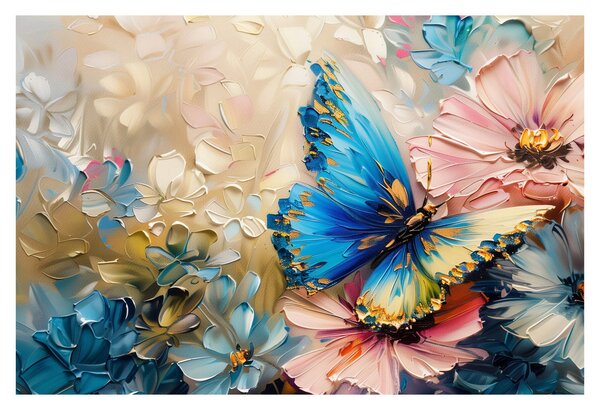 Tablou - Pictura de flori și fluturi (90x60 cm)