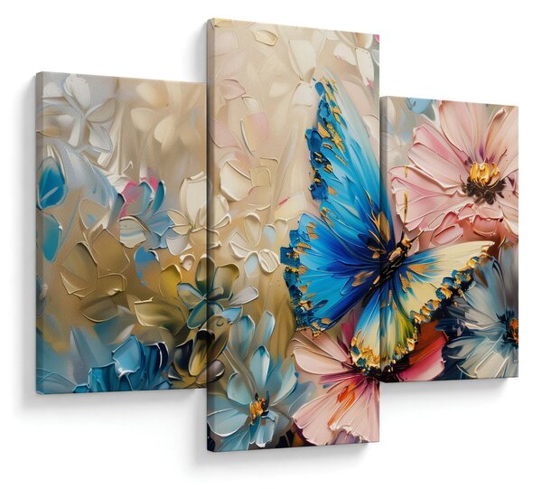 Tablou - Pictura de flori și fluturi (90x60 cm)
