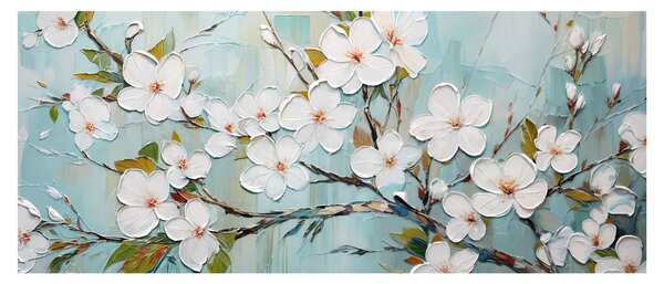 Tablou - Pictură, ramuri de copac înflorit (120x50 cm)