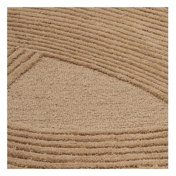 Covor în culoare naturală închisă țesut manual din lână 160x230 cm Pune – House Nordic