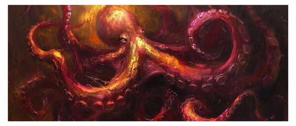 Tablou - Octopus, pictură în ulei (120x50 cm)